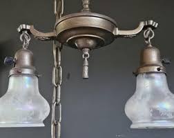 Vintage Hubbell 2 Light Pan Chandelier, Plug-in Double Pan ...
