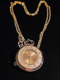 Vintage Lucerne Pendant Watch Women Gold Tone 24in Chain ...