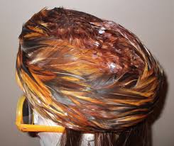 VTG Brown / Beige Feather Women's Pillbox Ladies Hat 1960s Pretty Sheen! #19 | eBay