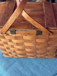 Mid Century Oak Picnic Basket Gorgeous - Etsy Australia