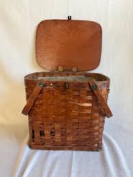 Cestino da picnic in metallo e legno intrecciato in vimini vintage - Etsy Italia