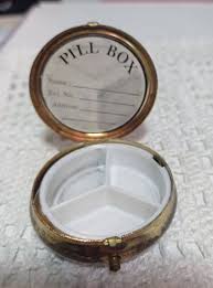 Vintage Case Pill Box, Small Box, Round Box, Enamel, Round ...