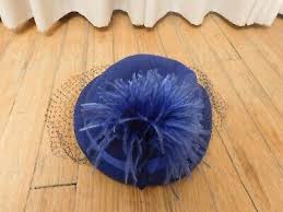 Vintage Fedoria Made in USA 100% Wool Ladies Blue Dress Hat W/ Feather & Veil | eBay