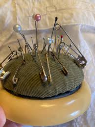 Antique Vintage Pin Cushion Corduroy Celluloid French Ivory ...