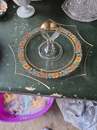 Floral ,heart Handle Glass Serving Plate | eBay