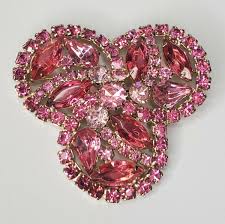Vintage Weiss Brooch Pink Rhinestones Gold Tone Open Back Navette Stones | eBay