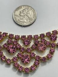 Vintage Mid Century Deep Pink Rhinestone Festoon Swag Princess Necklace 15 1/2” | eBay