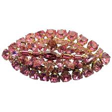 Gorgeous 3 1/2 Inch Layered Pink on Pink Brooch 5 Different Cuts . For Sale at Ruby Lane