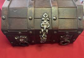Vintage Wooden Gothic Pirate's Chest Box Jewelry Trinket ...