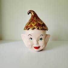 1950s Kitschy Christmas Elf Large Ceramic Cookie Jar ...