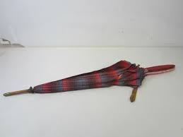 Vintage Red & Blue Striped Umbrella with Long Clear & Red Lucite Handle | eBay
