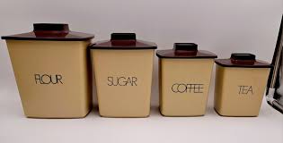 1970's Canister Set Retro Vintage Tan/Brown 4-Pc Plastic Set Complete MCM | eBay