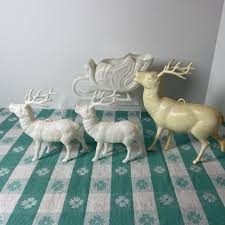 Vintage Christmas Santa Sleigh And Two Reindeer & Elk? | eBay
