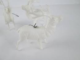 4 Vintage 1950's Hard Plastic White Reindeer Deer Christmas ...