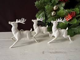 1965 Plastic Prancing White Reindeer Christmas Ornaments ...