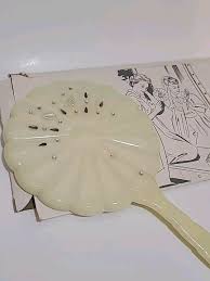 Vintage VANITY Handheld Mirror Jeweled Yellow. Original Box ...