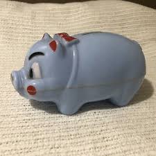 Vintage Plastic Blue Piggy Bank 1950's General Art Craft | eBay