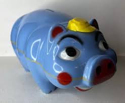 VINTAGE WESTLAND PLASTICS BLUE PIGGY BANK Hard Plastic Newbury Park California $3.29 - PicClick