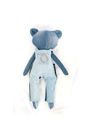 Stuffed Denim Bear/Light Blue Overalls with Embroidered ...