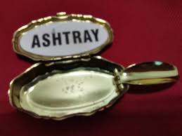 Vintage Enamelled Pill Box, Ash Catcher. Gold Black Leaves ...