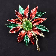 Vintage Rhinestone Poinsettia Brooch – Cats Like Us