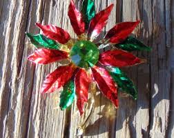 1970's Elegant Vintage Christmas POINSETTIA Flower With Large Rhinestone Center - Enamel - Figural - Etsy