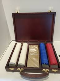 Vintage 200 Poker Chip Set Dealer Button & 2 Card Decks ...