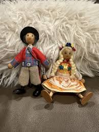 Vintage Polish Wooden Peg Dolls Poland Traditional Ethnic Costumes Set Boy Girl | eBay