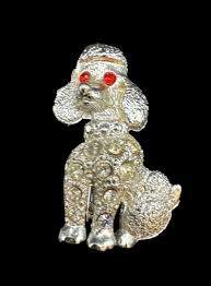 Vintage Pair Figural Dog Brooches—Dalmatian And Poodle Silver Tone W/ Rhinestone | eBay