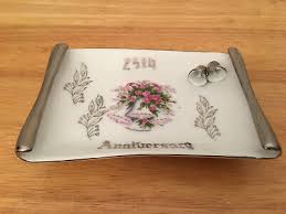 Unbranded Vtg. Multicolor Porcelain 25th Anniv. Gift Tray/Hanging Plaque, Japan | eBay