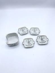 Vintage Lefton China 25th Anniversary Nesting Ash Tray Set Square | eBay