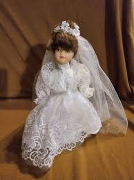 Vintage Porcelain Doll Wedding Dress 7 To 8" Tall With Stand ...