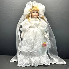 Vintage 18 inch Elegant Porcelain Wedding Doll with Curly ...