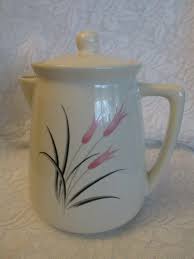 Vintage USA Pottery Porcelain Coffee Pot Pink and Black | eBay