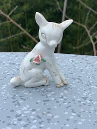 Vintage Little Deer Fawn Bambi Porcelain & Raised Rose Made ...