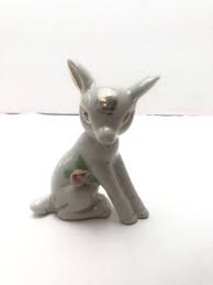 Vintage Little Deer Fawn Bambi Porcelain & Raised Rose Made ...