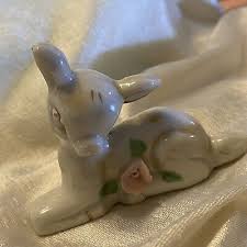 Porcelain Made in Japan Deer Fawn figurine laying down gold ...