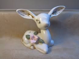 VINTAGE CHASE DEER FAWN WHITE GOLD ACCENTS HAND PAINTED 4 ...