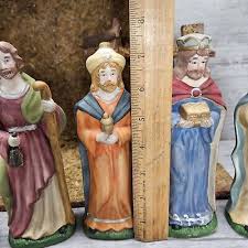 Vintage Ceramic Nativity Manger Stable Wood Barn Christmas Creche 9 Piece Set | eBay