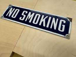 VINTAGE AUTHENTIC "NO SMOKING" PORCELAIN SIGN AT 12" X 3-1/2 ...