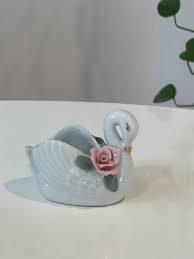 Vintage Swan Trinket Dish/ring Drop With Floral Detail - Etsy