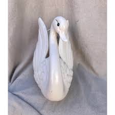 Art Deco Style Ceramic Swan Flower Vase | Chairish