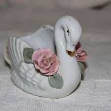 Accents | Vtg 195s Miniature Porcelain Swan Planter Pink ...