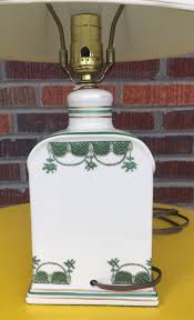 Antique Porcelain Lamp, Ivory and Green, Shade Included - Etsy
