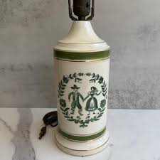 Vintage Ceramic Lamp | Folk Art Danish Couple Design | Sage ...