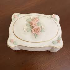 Lefton Rectangle Trinket Dresser Box 3D Capodimonte Style Flowers VTG READ | eBay