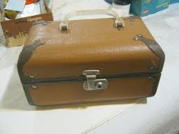 Vintage Dark Tan Lady's Vanity Hand Case, 10 1/4" x 6 1/4" x ...