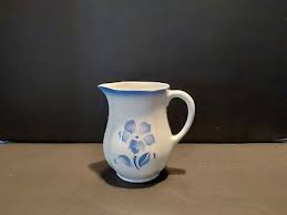 Vintage Arabia Made in Finland White Pitcher with Blue Flower Design | eBay
