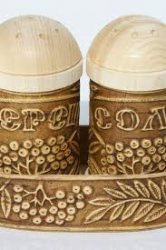 Salt & Pepper Shakers, Hand Carved of Birch Bark, Decorated, Russian Art Crafts - $11.00 USD - GlobeBids