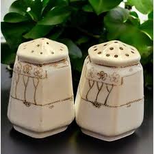 Vintage Nippon Salt & Pepper Shakers - Gold Flower Design handpainted Japan 2" | eBay